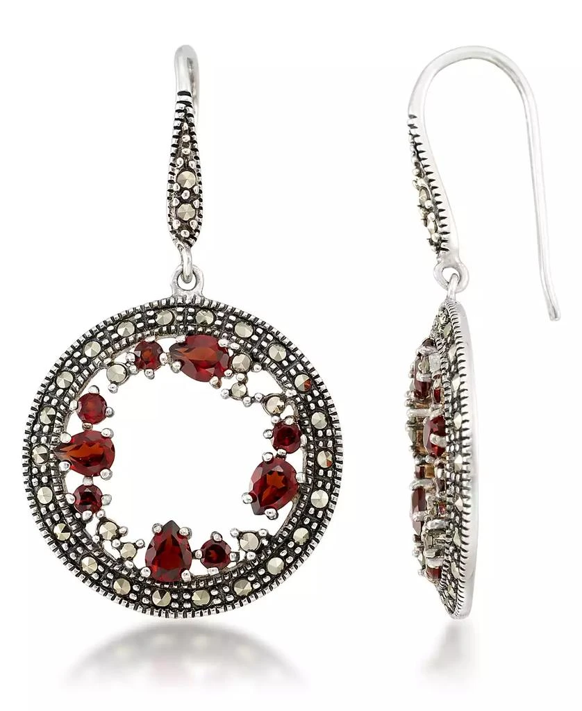 商品Macy's|Garnet (1-5/8 ct. t.w.) & Marcasite Earrings in Sterling Silver,价格¥468,第1张图片