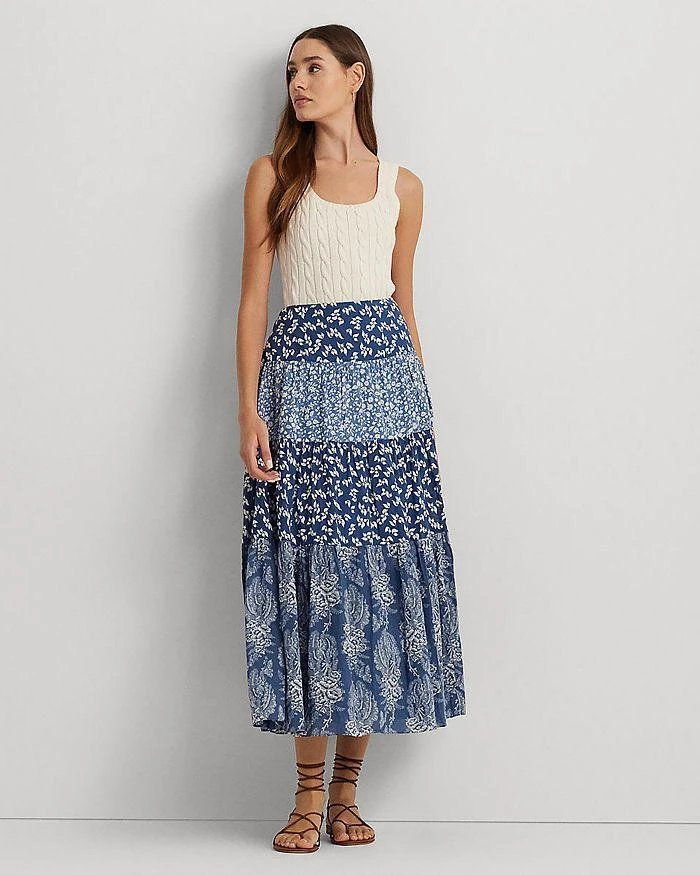 商品Ralph Lauren|Patchwork Floral Tiered Maxi Skirt,价格¥523,第2张图片详细描述