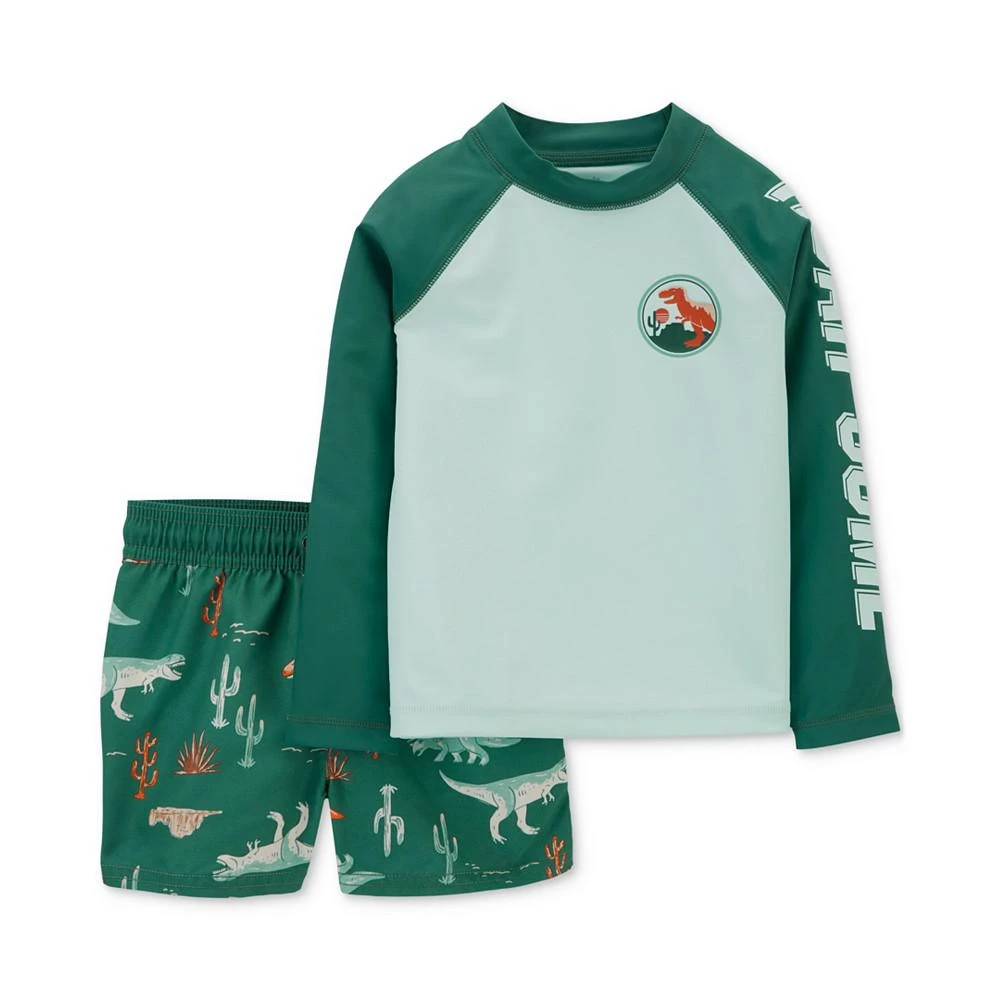 商品Carter's|Toddler Boys Roar-Some Rash Guard Top and Dinosaur-Print Swim Shorts, 2 Piece Set,价格¥167,第1张图片