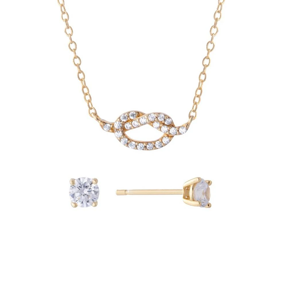 商品Giani Bernini|Gianni Bernini 2-Piece Cubic Zirconia Love Frontal Necklace and Stud Earrings Set (1.31 ct. t.w.) in 18K Gold Over Sterling Silver,价格¥298,第1张图片