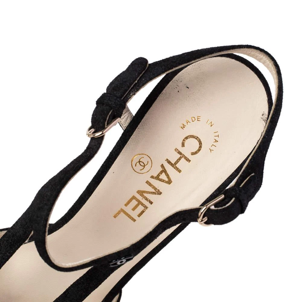 Chanel Black Cut Out Suede CC Ankle Strap Sandals Size 39.5 商品