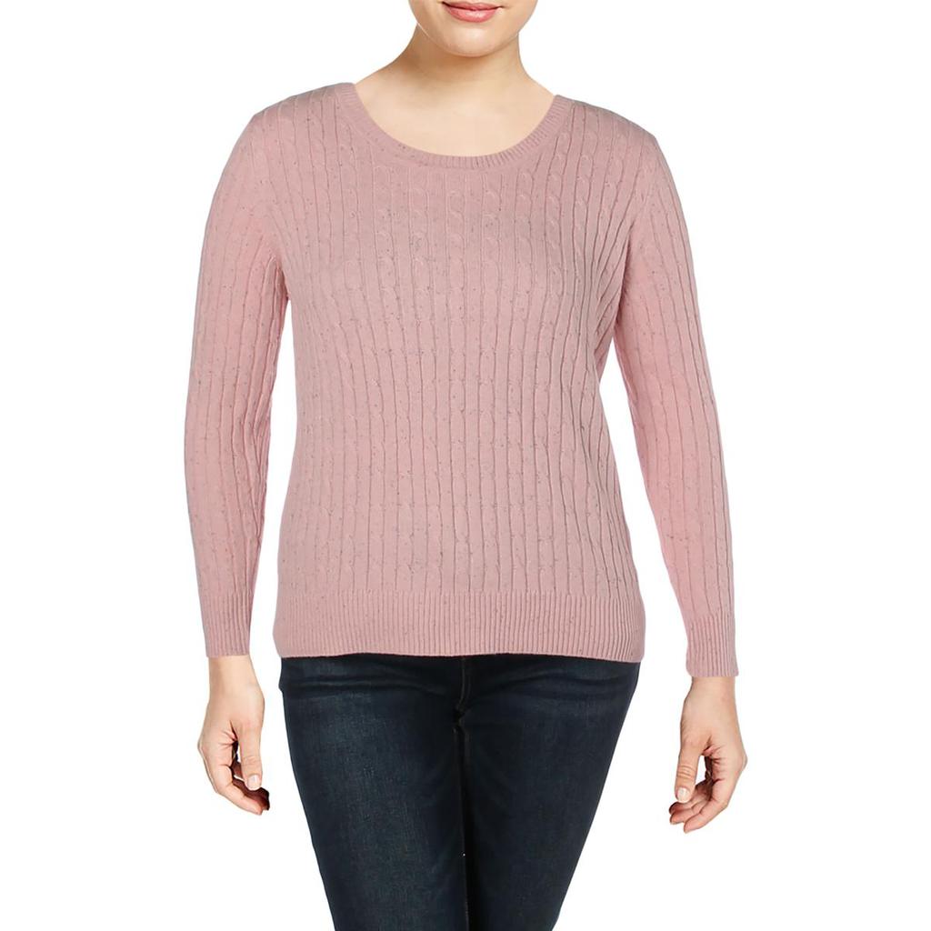 Karen Scott Womens Cable Knit Ribbed Trim Pullover Sweater商品第1张图片规格展示