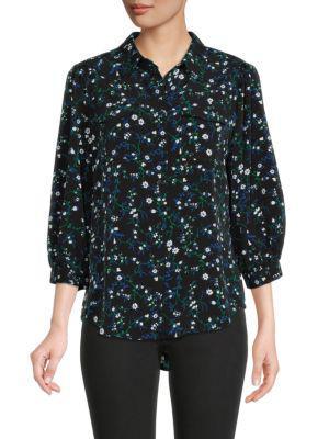 商品Karl Lagerfeld Paris|Balloon Sleeve Floral Print Shirt,价格¥263,第1张图片