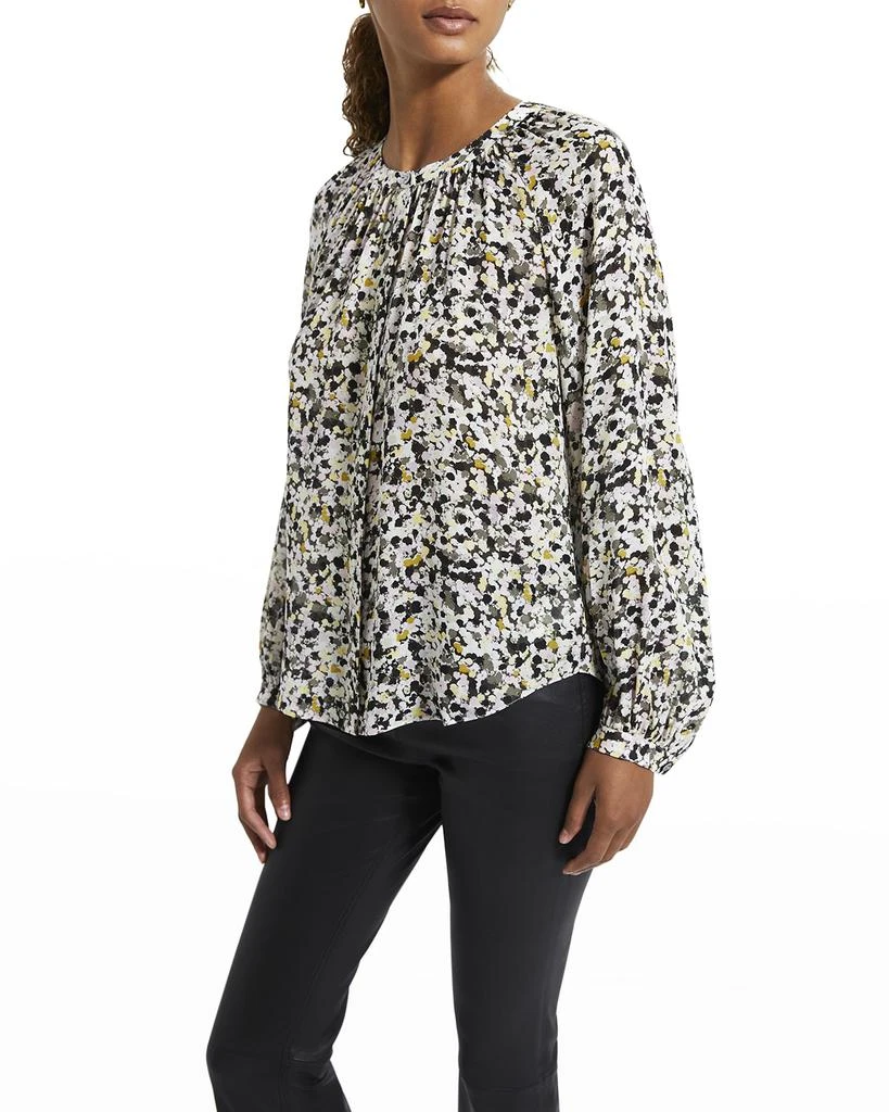 商品Theory|Ruched Silk Printed Blouse,价格¥828,第1张图片