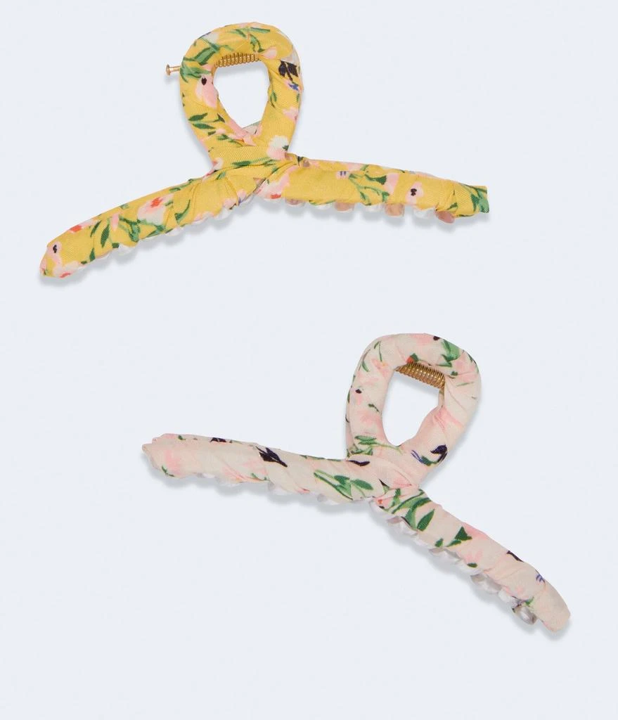 商品Aeropostale|Aeropostale Floral Fabric Loop Claw Hair Clip 2-Pack,价格¥59,第1张图片