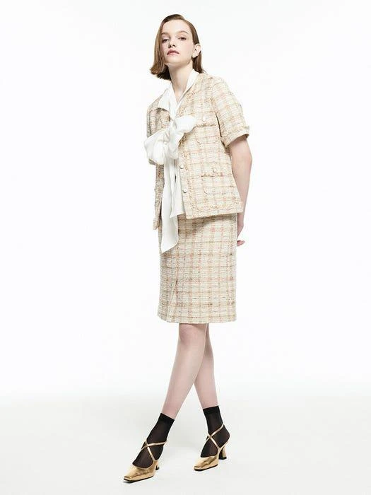 商品FRONTROW|[Tweed] Fringed H-line Tweed skirt,价格¥501,第4张图片详细描述