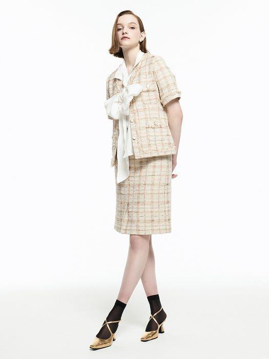 商品FRONTROW|[Tweed] Fringed H-line Tweed skirt,价格¥767,第6张图片详细描述