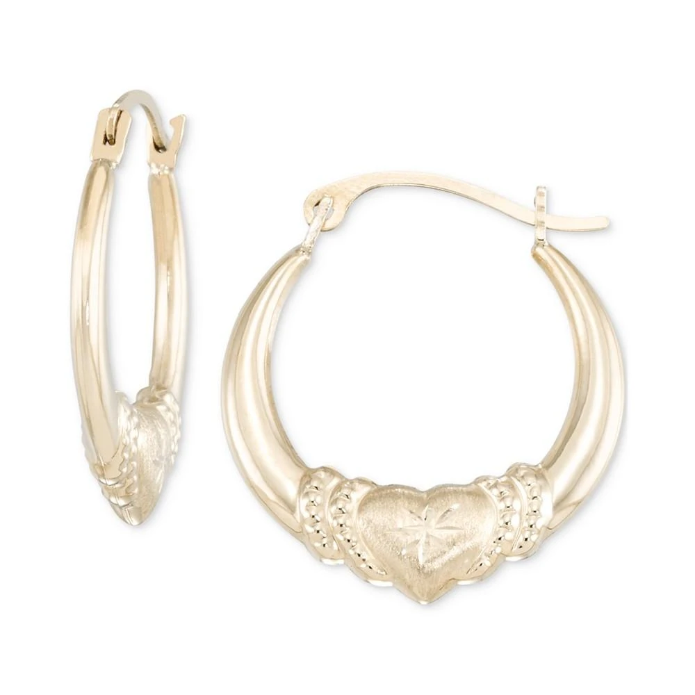 商品Macy's|Claddagh Round Hoop Earrings in 10k Yellow Gold,价格¥667,第1张图片