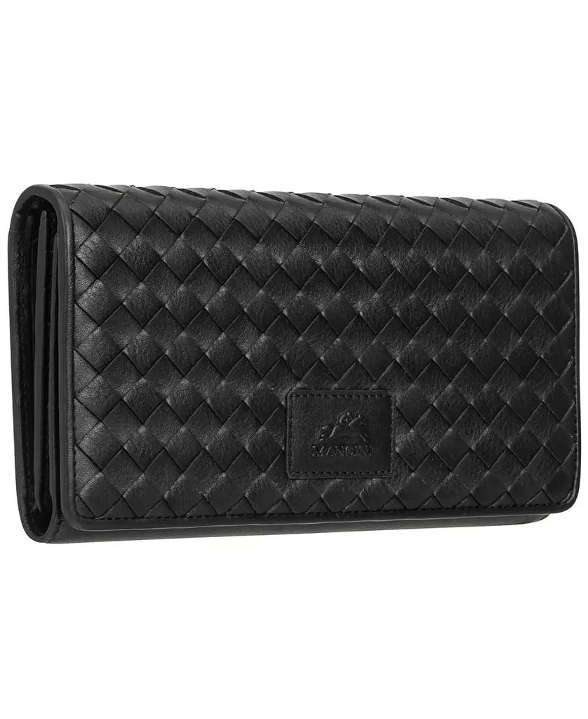 商品Mancini Leather Goods|Women's Basket Weave Collection RFID Secure Trifold Wallet,价格¥810,第2张图片详细描述