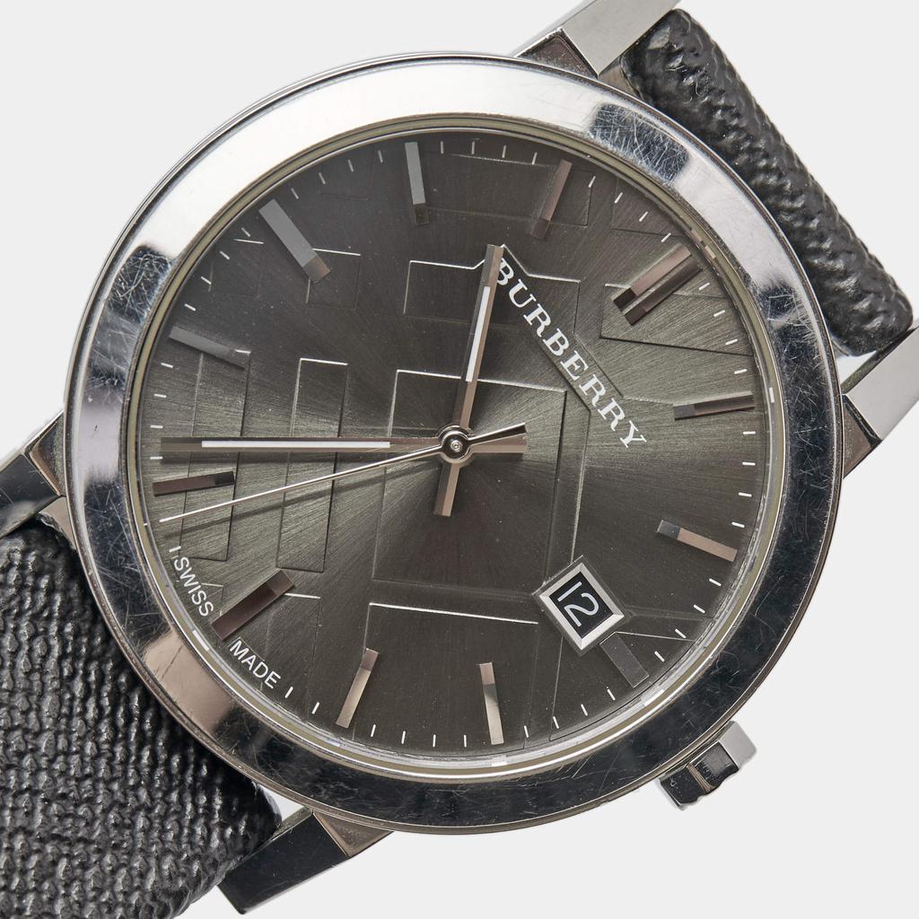 Burberry Grey Stainless Steel Leather Heritage BU9024 Men's Wristwatch 38 mm商品第4张图片规格展示