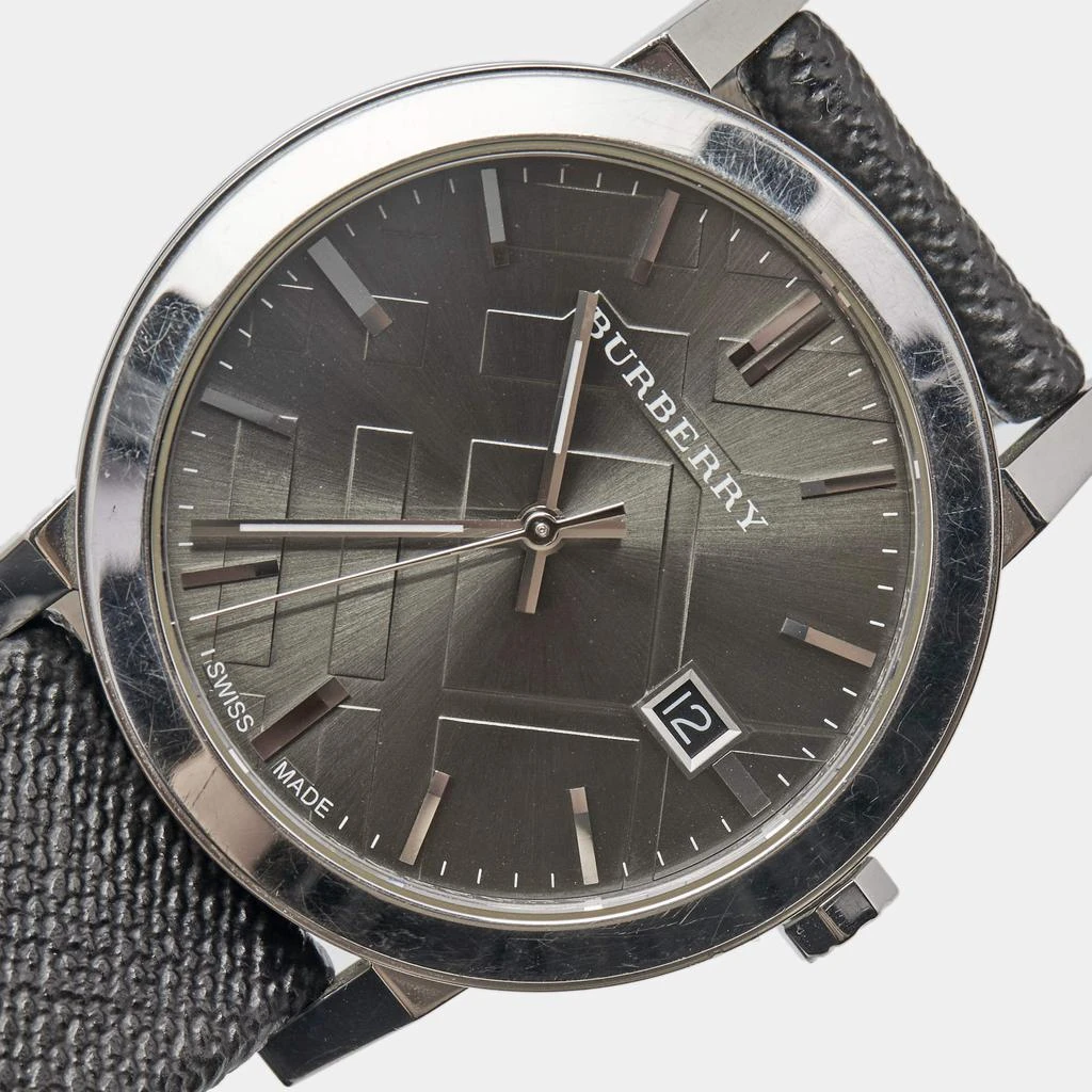 商品[二手商品] Burberry|Burberry Grey Stainless Steel Leather Heritage BU9024 Men's Wristwatch 38 mm,价格¥1287,第4张图片详细描述