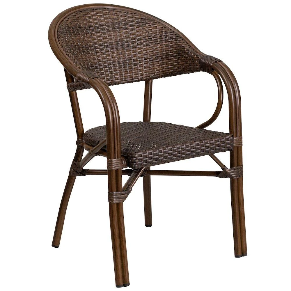 商品Flash Furniture|o Cocoa Rattan Restaurant Patio Chair with Bamboo-Aluminum Frame,价格¥1767,第1张图片