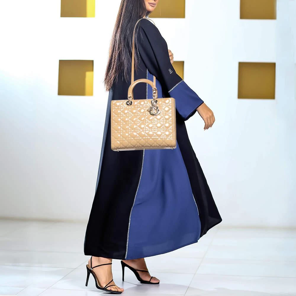 商品[二手商品] Dior|Dior Beige Cannage Patent Leather Large Lady Dior Tote,价格¥10076,第2张图片详细描述