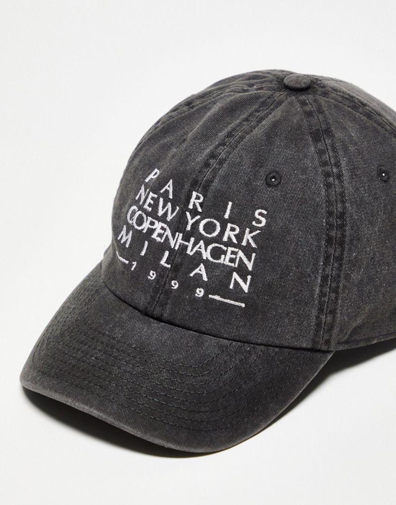 商品Topshop|Topshop graphic city cap in black,价格¥141,第4张图片详细描述