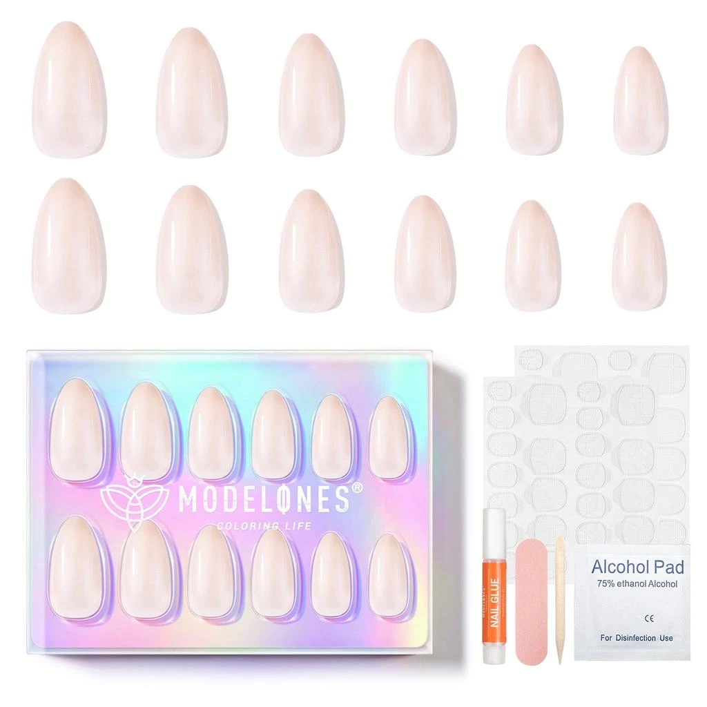 Moonstone - 24 Fake Nails 12 Sizes Short Almond Press on Nails Kit 商品