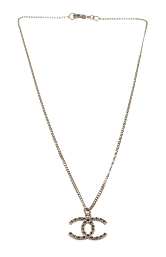 商品[二手商品] Chanel|Chanel Silver CC Logo Rhinestone Necklace,价格¥9266,第1张图片