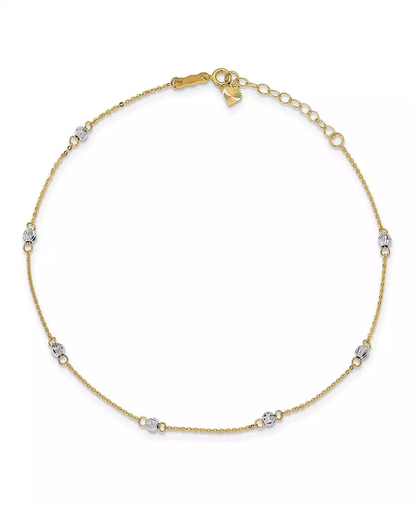 商品Macy's|Bead Anklet in 14k Yellow and White Gold,价格¥1439,第1张图片