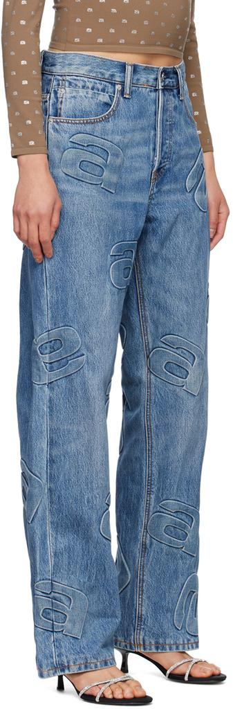 蓝色 3D A 牛仔裤商品第2张图片规格展示
