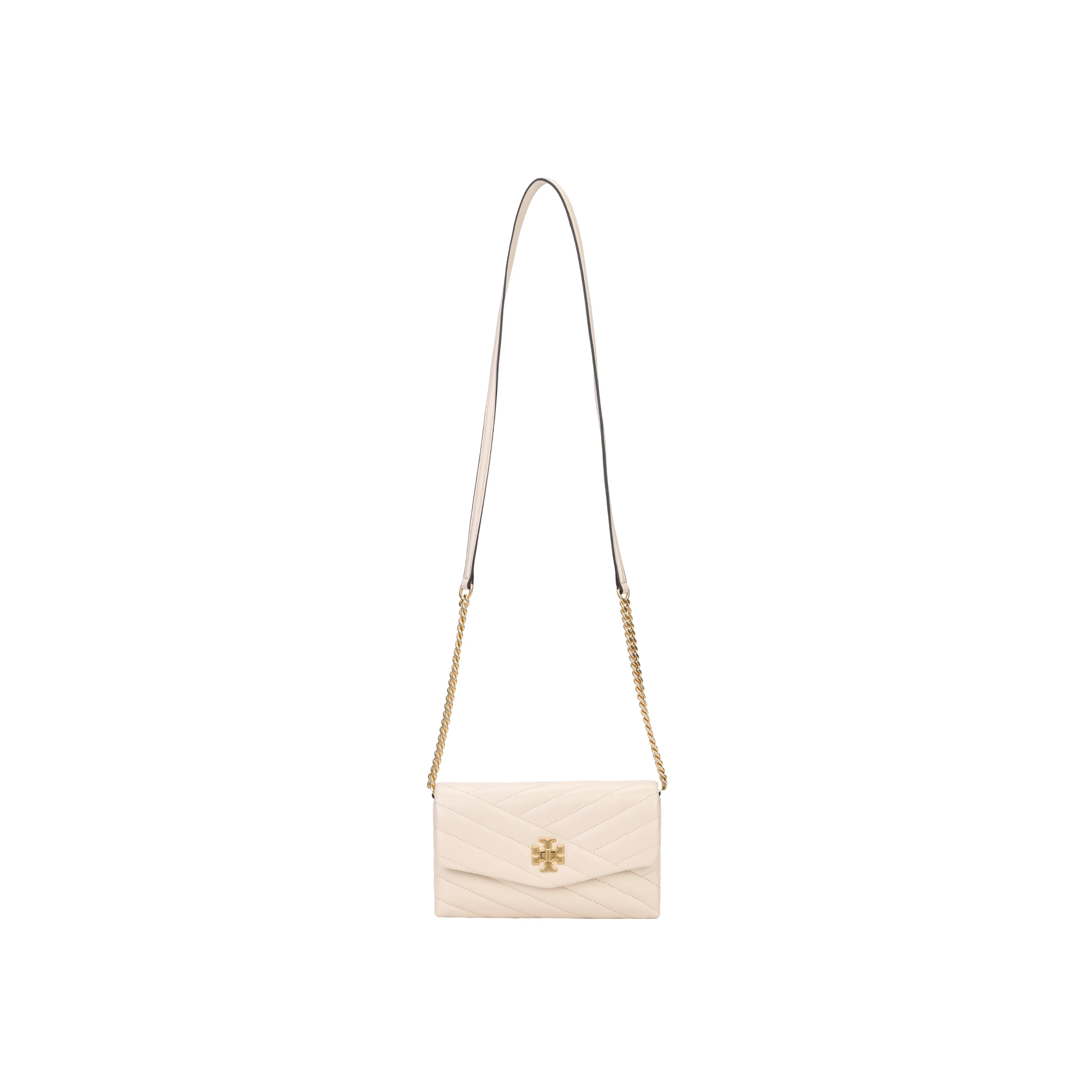 商品[国内直发] Tory Burch|汤丽柏琦 TB Kira系列 绗缝斜纹 羊皮 WOC 双层链条斜挎包 口盖包钱包 迷你 女款 新奶油色,价格¥2368,第1张图片
