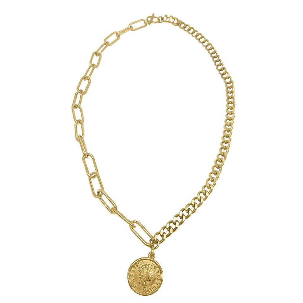 商品ADORNIA|Coin Mixed Chain Necklace yellow gold,价格¥520,第1张图片