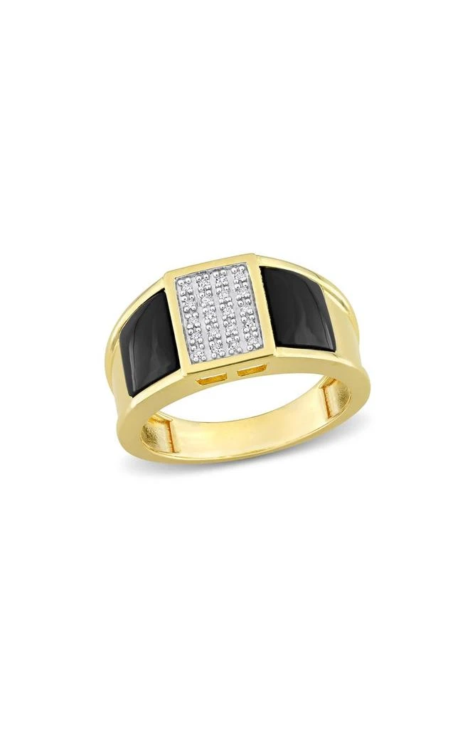 商品DELMAR|Men's Black Onyx & Diamond Square Ring,价格¥1784,第1张图片详细描述