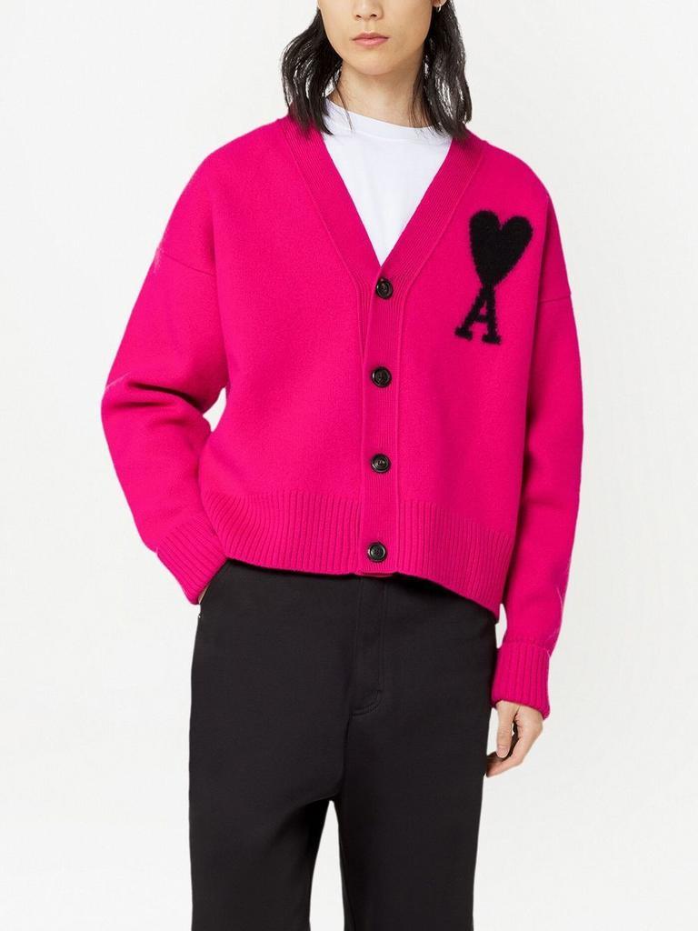 商品AMI|AMI PARIS logo-intarsia wool cardigan,价格¥3514,第6张图片详细描述