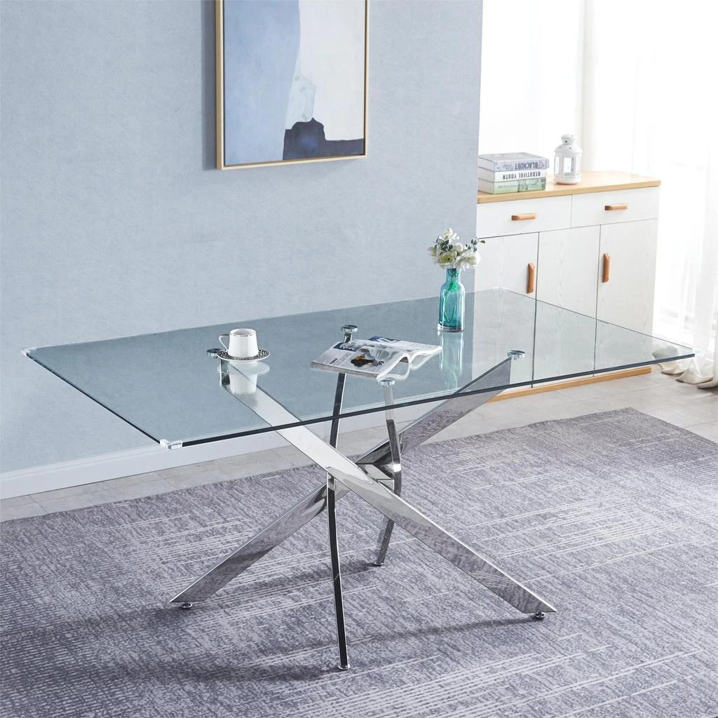 商品Simplie Fun|Rectangular Tempered Glass Dining Table,价格¥6607,第1张图片