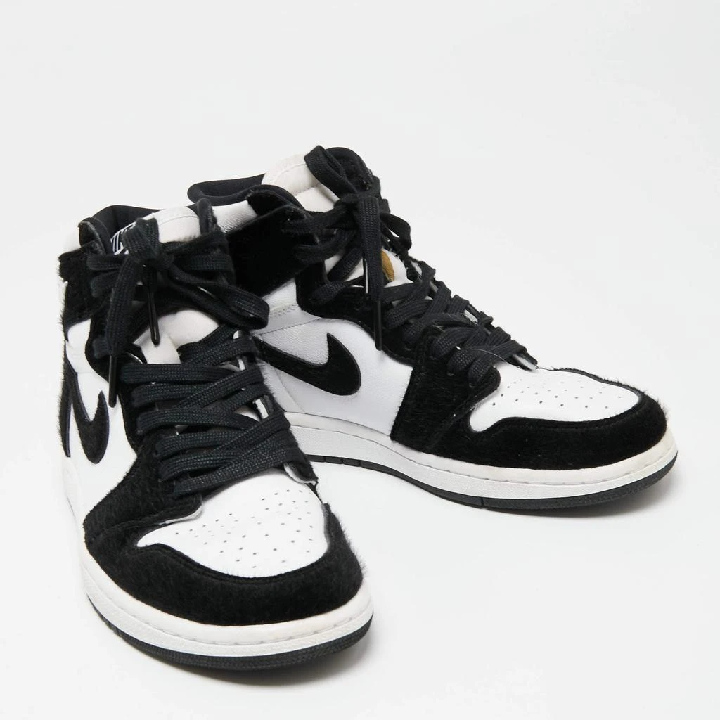 商品[二手商品] Jordan|Air Jordans Black/White Calf Hair And Leather 1 Retro COJP High Top Sneakers Size 38.5,价格¥2744,第4张图片详细描述