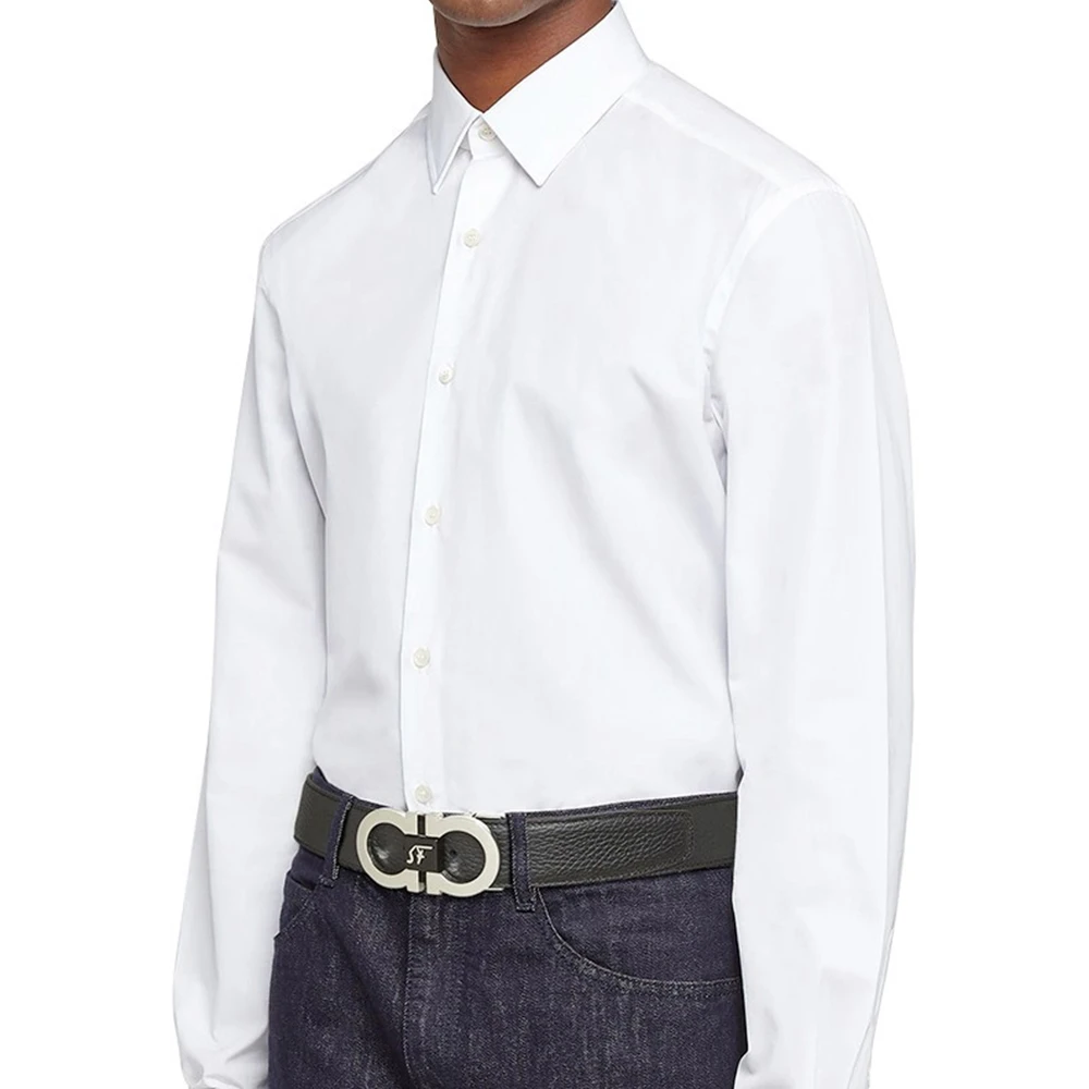 SALVATORE FERRAGAMO 男士黑色牛皮双面可调节腰带 67-0051-745866【包装随机，部分无包装盒】 商品