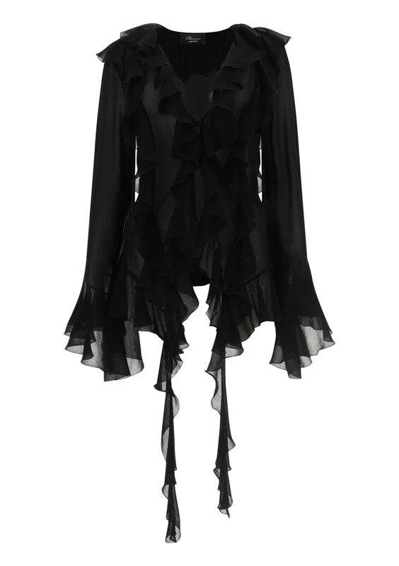 商品BLUMARINE|Blumarine Long-Sleeved Ruffled Shirt,价格¥5511,第1张图片