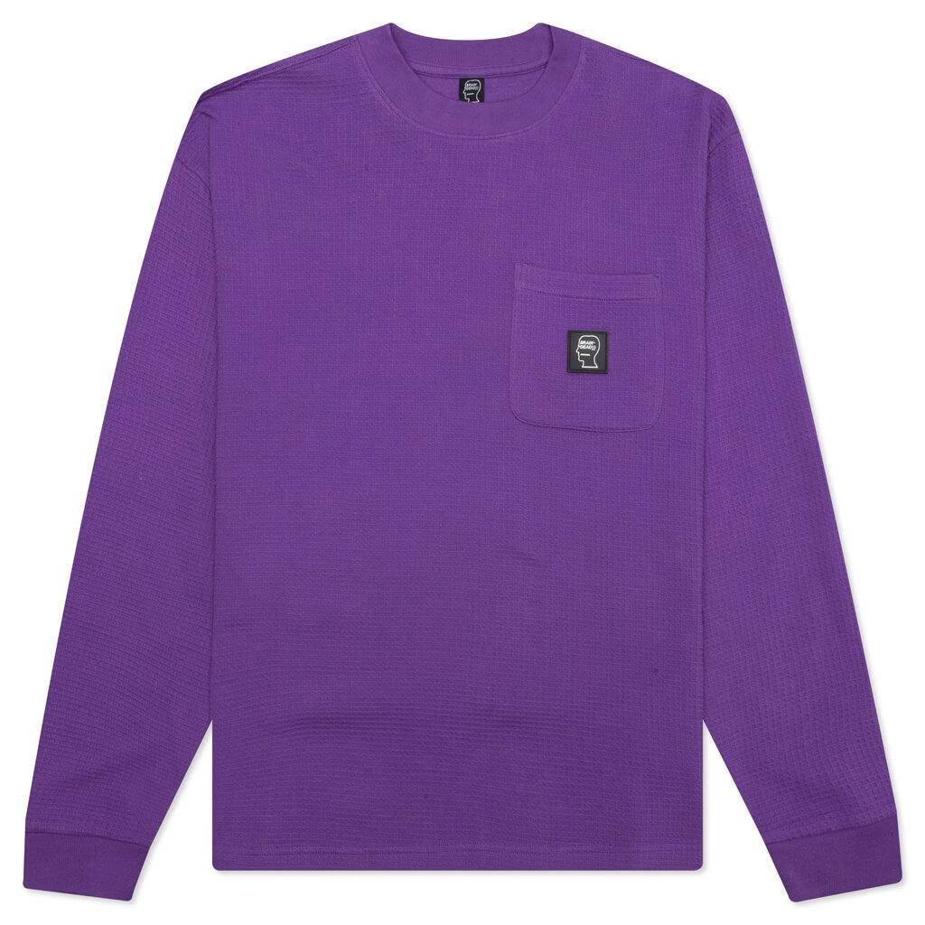 商品Brain Dead|Brain Dead Core Mock Neck Waffle Long Sleeve - Purple,价格¥358,第1张图片