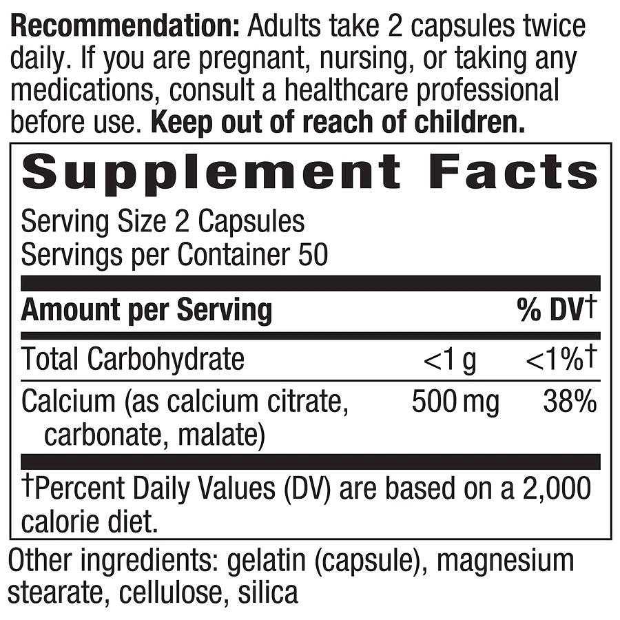 商品Nature's Way|Calcium Citrate Capsules,价格¥100,第3张图片详细描述