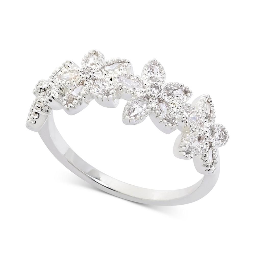 Silver-Tone Marquise-Crystal Flower Band Ring, Created for Macy's商品第1张图片规格展示