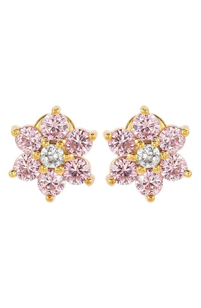 商品Suzy Levian|Sterling Silver & CZ Pink Flower Stud Earrings,价格¥733,第1张图片