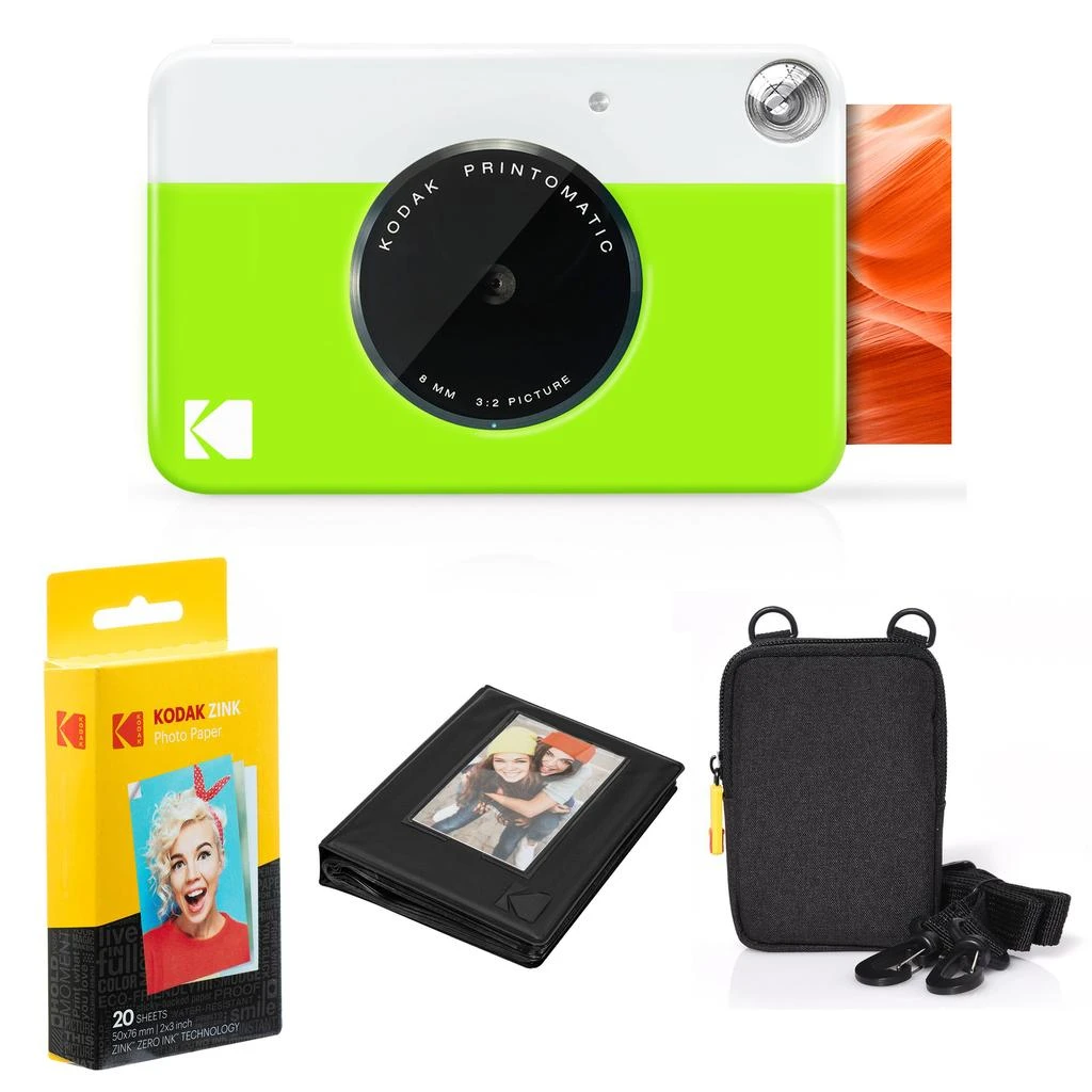 商品Kodak|Printomatic Instant Print Camera & Photo Paper (20 Sheets) Album Bundle,价格¥741,第1张图片