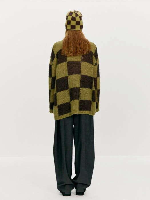 商品TheOpen Product|Wool Blend Checker Board Sweater_Green,价格¥310,第3张图片详细描述
