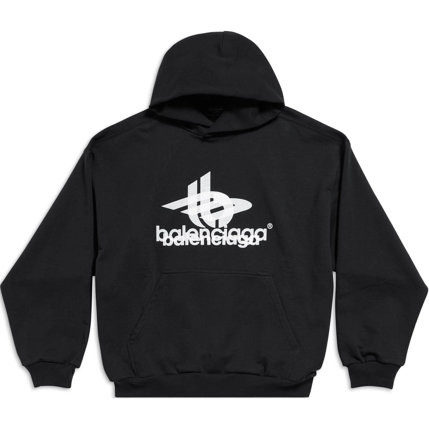 商品[国内直发] Balenciaga|巴黎世家 字母Logo印花连帽直筒卫衣 常规版型 男款 黑色,价格¥3721,第8张图片详细描述