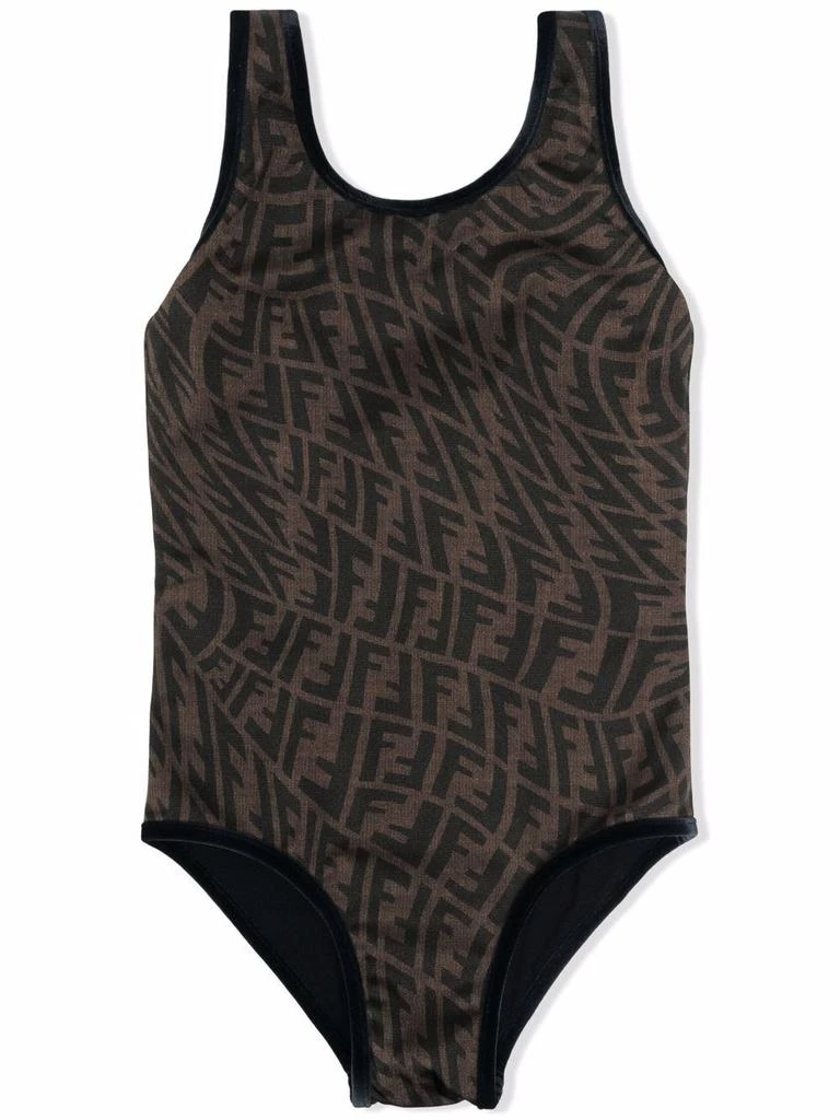 商品Fendi|X Sarah Coleman Kid's Logo Print Swimsuit Brown,价格¥3739,第1张图片