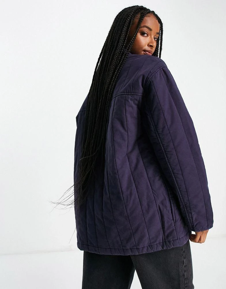 商品Topshop|Topshop washed quilted shirt jacket in navy,价格¥168,第2张图片详细描述