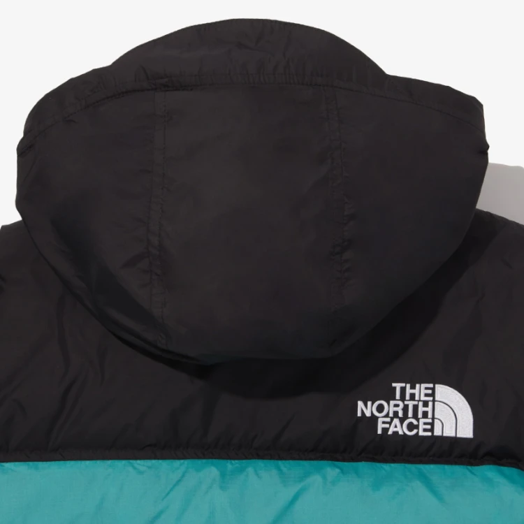 商品[国内直发] The North Face|北面 1996系列 拼接Logo印花宽松连帽保暖面包长袖鹅绒羽绒服 男女同款 绿松石色,价格¥1588,第6张图片详细描述