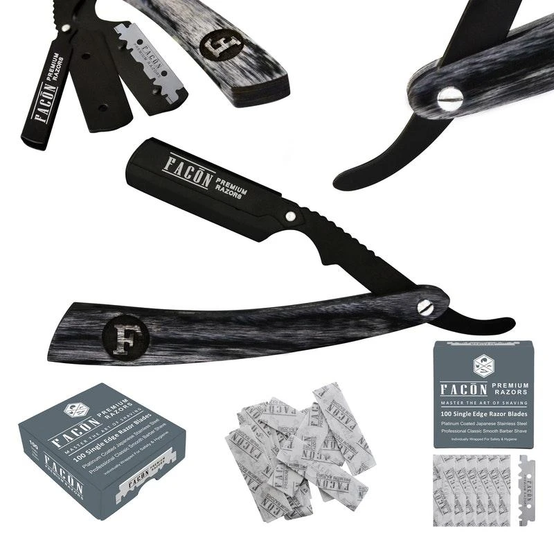 商品Facon Razors|Professional Wooden Straight Edge Barber Razor 100 Blades,价格¥129,第2张图片详细描述