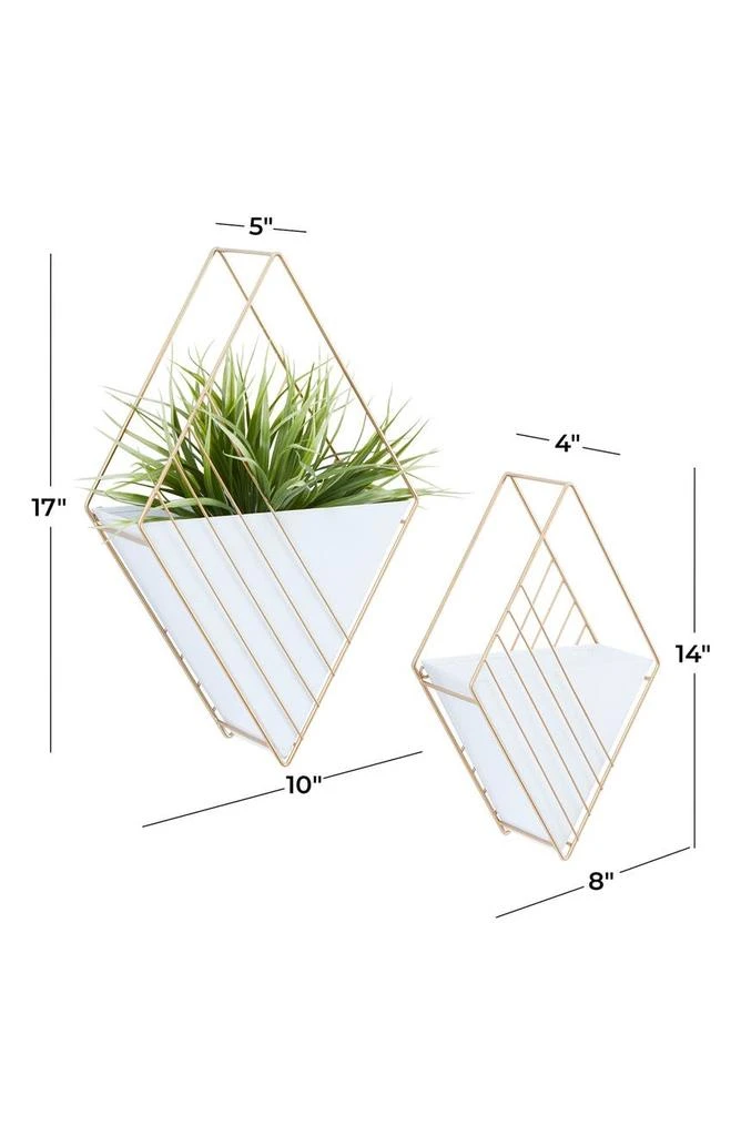 White Metal Indoor Outdoor Hanging Geometric Wall Planter - Set of 2 商品