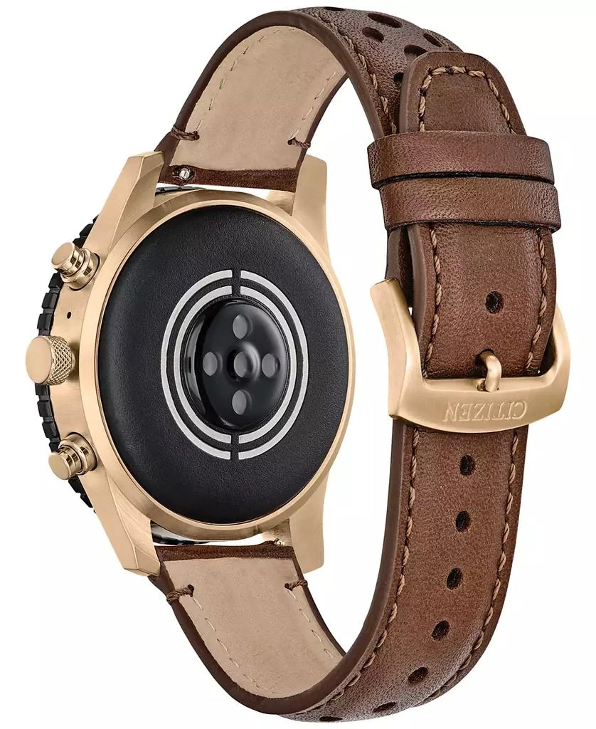 商品Citizen|Unisex CZ Smart Wear OS Brown Perforated Leather Strap Smart Watch 45mm,价格¥1478,第3张图片详细描述