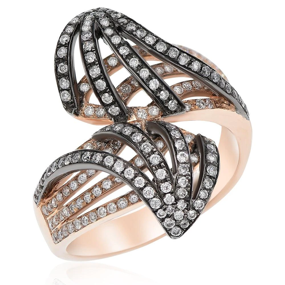 商品Monary|White & Brown Diamond Prong Set Band Set in 18K Rose Gold,价格¥5604,第1张图片