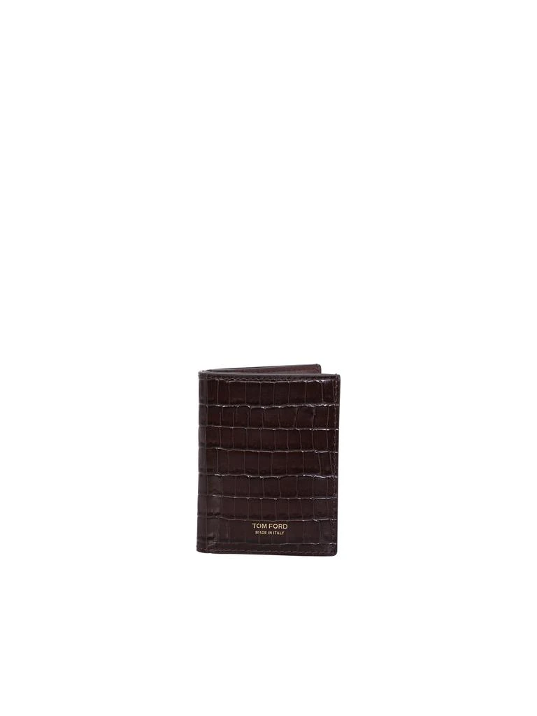 商品Tom Ford|TOM FORD TOM FORD CROCODILE EFFECT CARD HOLDER. DESIGN WITH A GLOSSY FINISH, PRACTICAL AND REFINED,价格¥2355,第1张图片