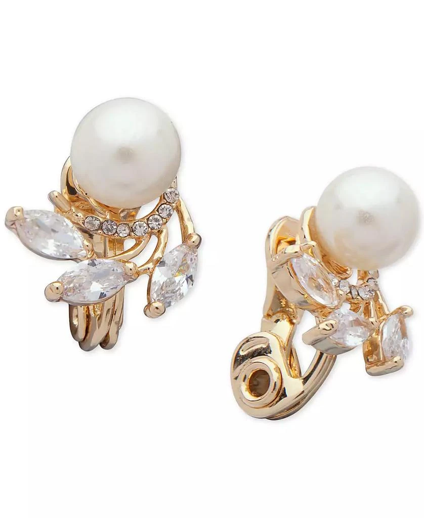 商品Anne Klein|Cubic Zirconia & Imitation Pearl E-Z Comfort Clip-On Earrings,价格¥192,第1张图片