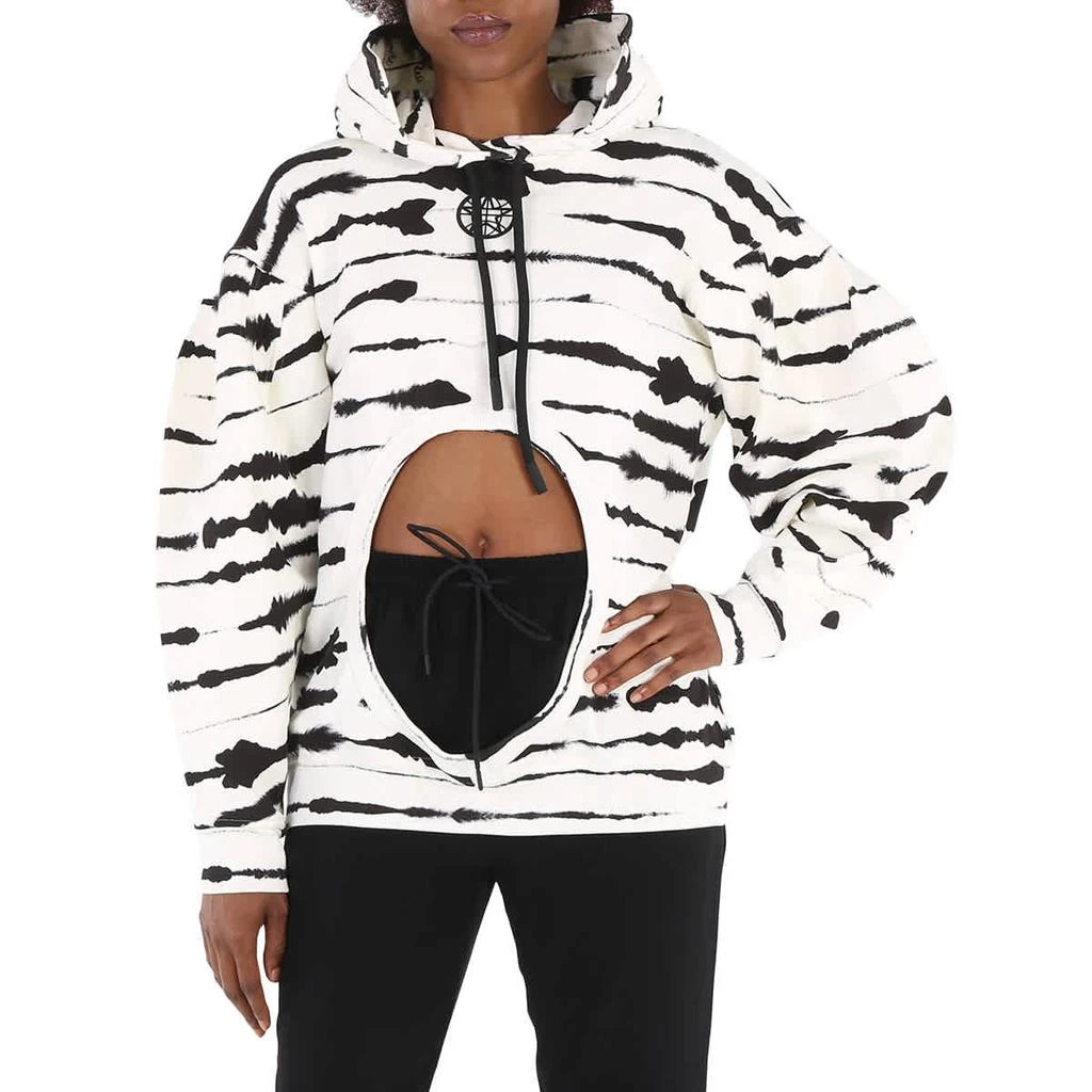 商品Burberry|Ladies Monochrome Cut-out Detail Watercolour Print Cotton Hoodie,价格¥1209,第1张图片