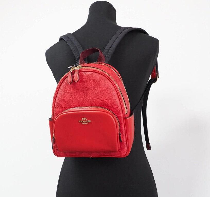 COACH Mini Court Miami Red Signature Coated Canvas Shoulder Backpack Bag商品第2张图片规格展示