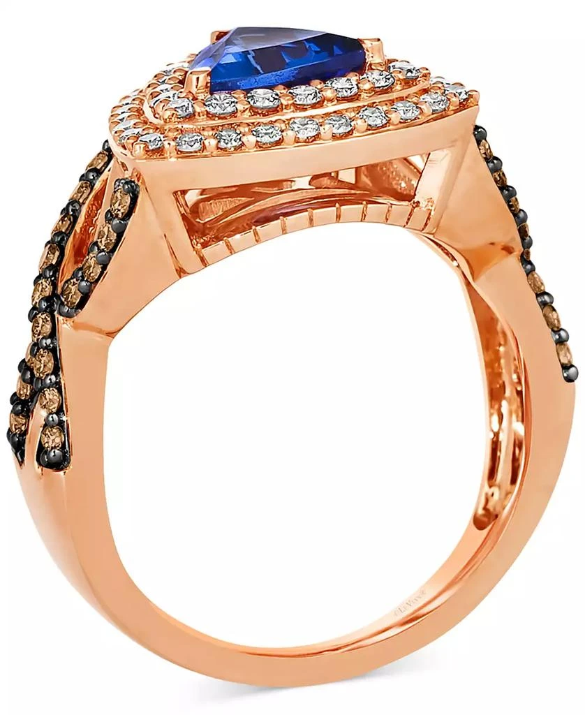 商品Le Vian|Blueberry Tanzanite (1 ct. t.w.) & Diamond (3/4 ct. t.w.) Trillion Double Halo Ring in 14k Rose Gold,价格¥43164,第2张图片详细描述