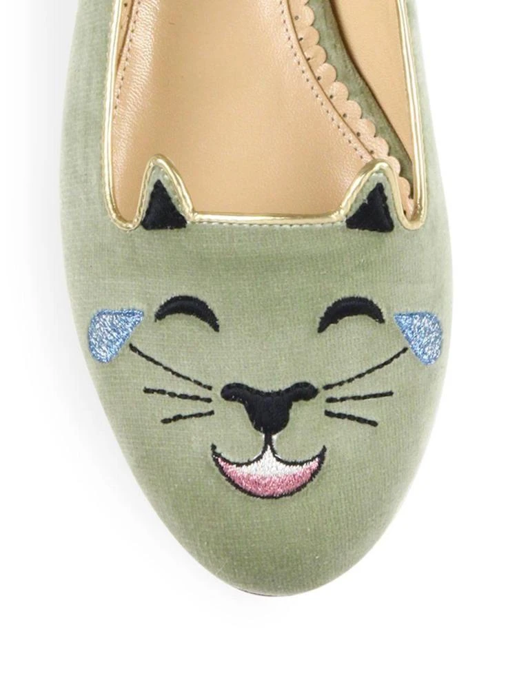 商品Charlotte Olympia|丝绒猫猫芭蕾平底鞋,价格¥1576,第3张图片详细描述